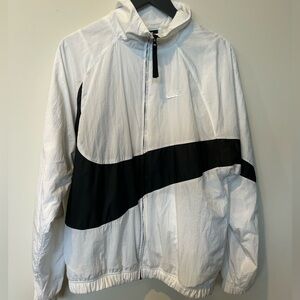 Nike White and Black Windbreaker Jacket